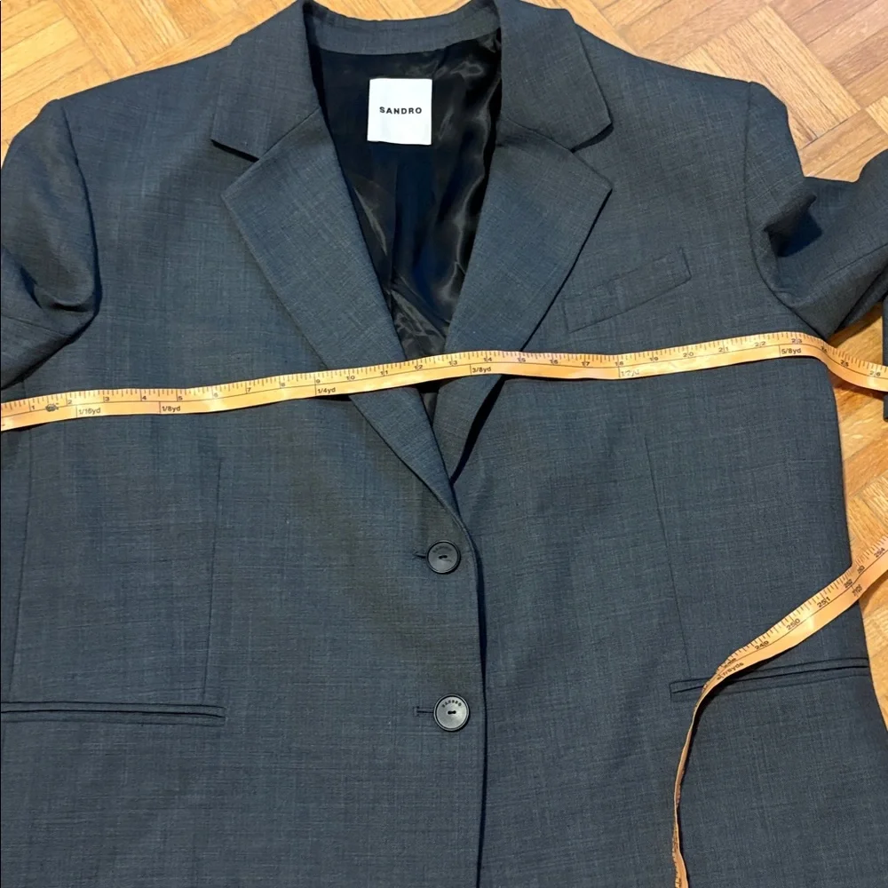 Sandro Charcoal Gray Single-Breasted Blazer - Picture 3 of 12
